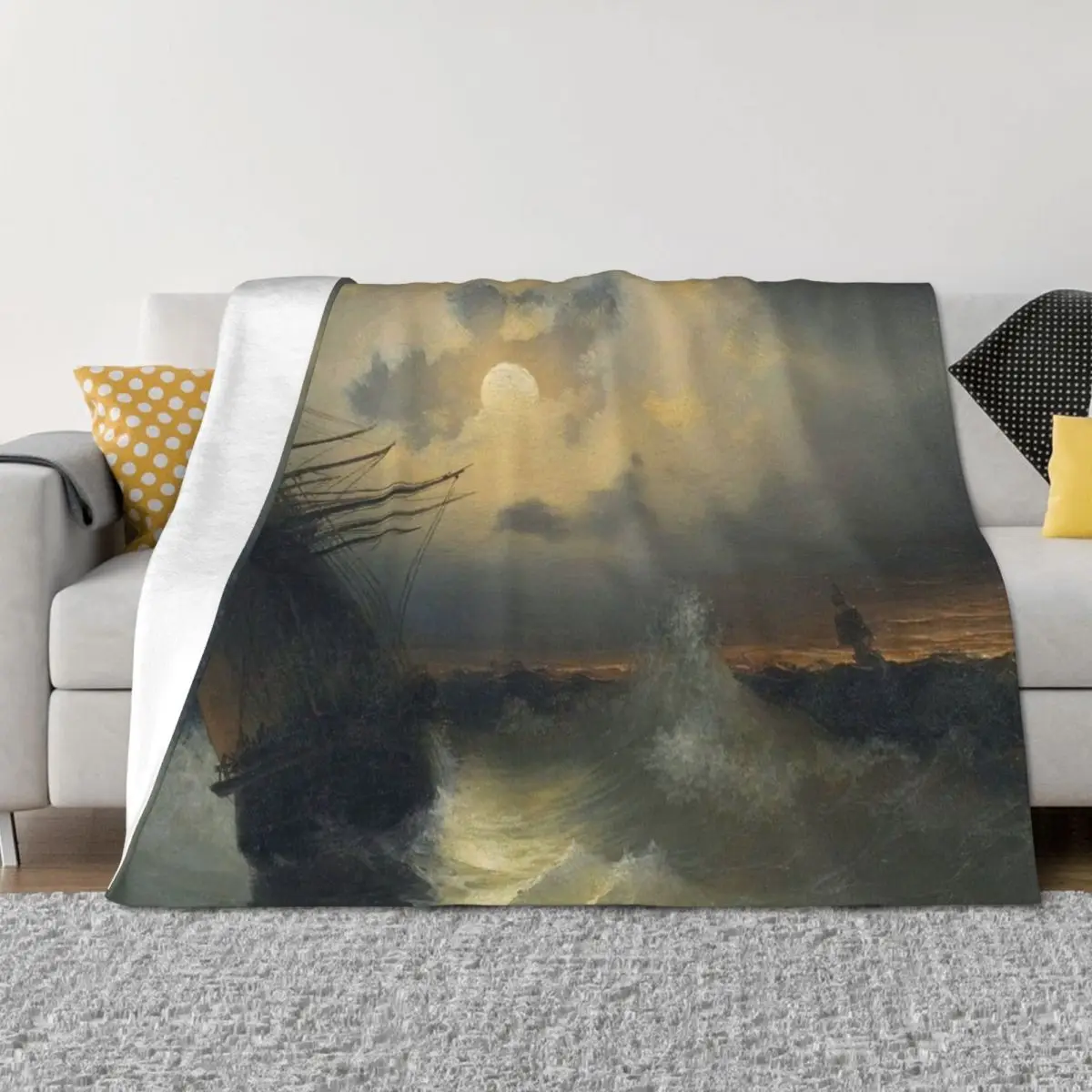 

Ivan Aivazovsky (1817 - 1900): A Sailing Ship on a High Sea by Moonlight, 1840s, Oil on board, 24.6 x 19.2 cm Throw Blanket