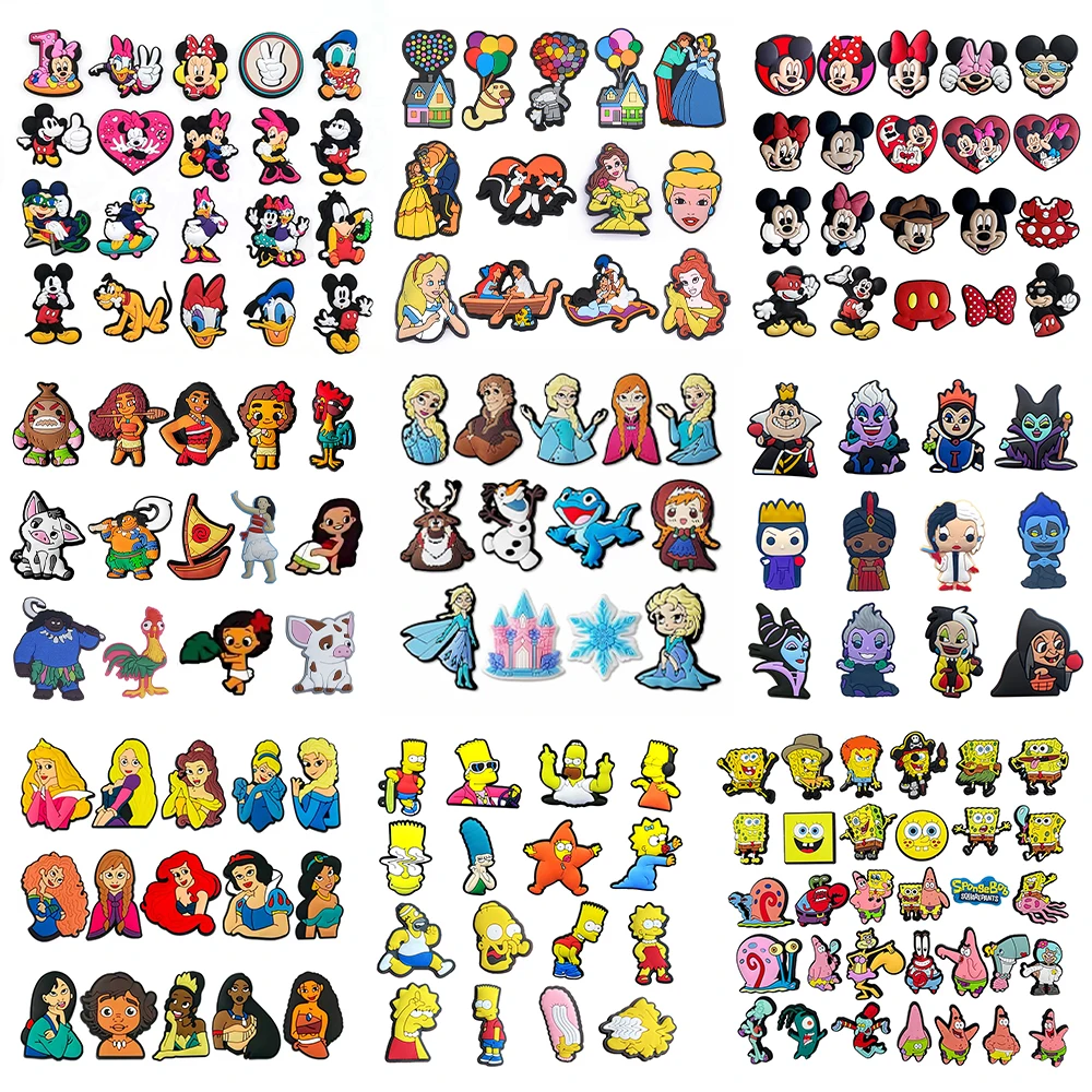 

Potdemiel Cartoon Disney Series Shoe Charms Accessories Princess PVC Clogs Shoe Decrations Wristband Buckle Kids X-mas Gifts