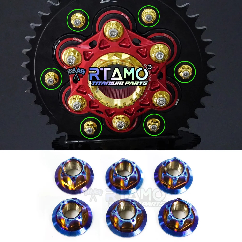 RTAMO Gr5 Titanium Nut M8 Fit for AEM Sprocket Side Nut High Strength Corrosion Resistant