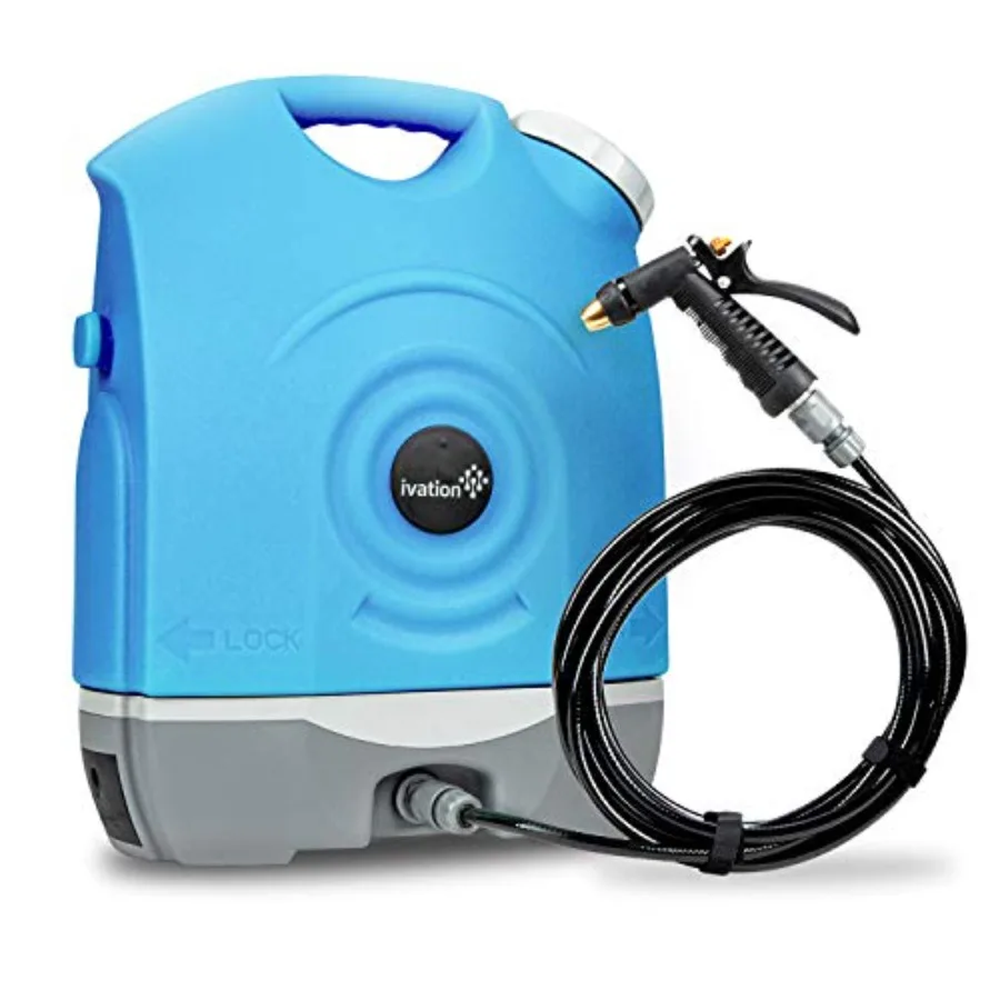 

Multipurpose Portable Spray Washer w/Water Tank Built in Rechargeable 2200 mAh Lithium Battery and 12v Car Plug - Metal Trigger
