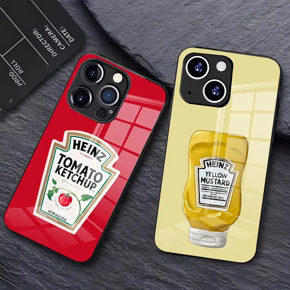 Capa de Celular T-Tomato Ketchup Heinz-Z para iPhone 17 Pro Max 16 15 14 Pro Max 13 11 X Xs Xr 8 7Plus com Tampa de Vidro