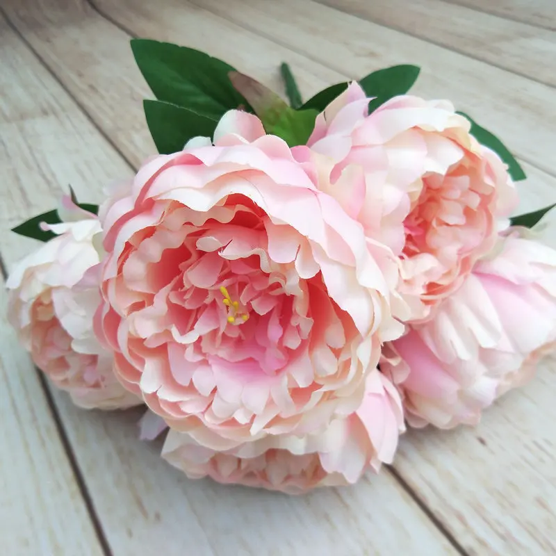 

5 PCS Peony Artificial Flower Birthday Room Decor Wedding Accessories Bridal Bouquet Christmas Romantic Party Store Decoration