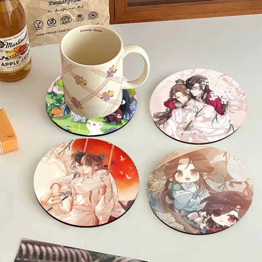 Anime Heaven Officials Blessing Round Wooden Coasters Suitable For Restaurants And Coffee Home Gift Choice Holidays