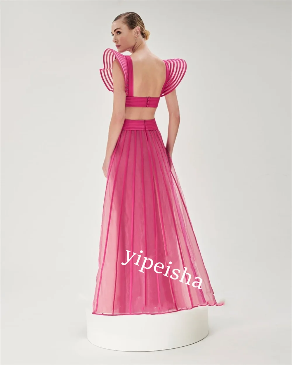 Jiayigong  Ball   Net Pleat Homecoming A-line V-neck Bespoke Occasion Gown Long es Saudi Arabia