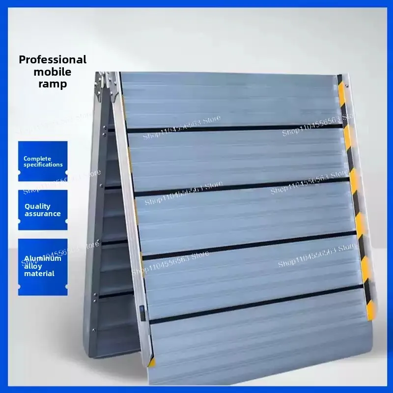 Silver Barrier-free Aluminum Alloy Ramp Board Portable Non-slip Folding Mobile Staircase Ramp Climbing Step Pad
