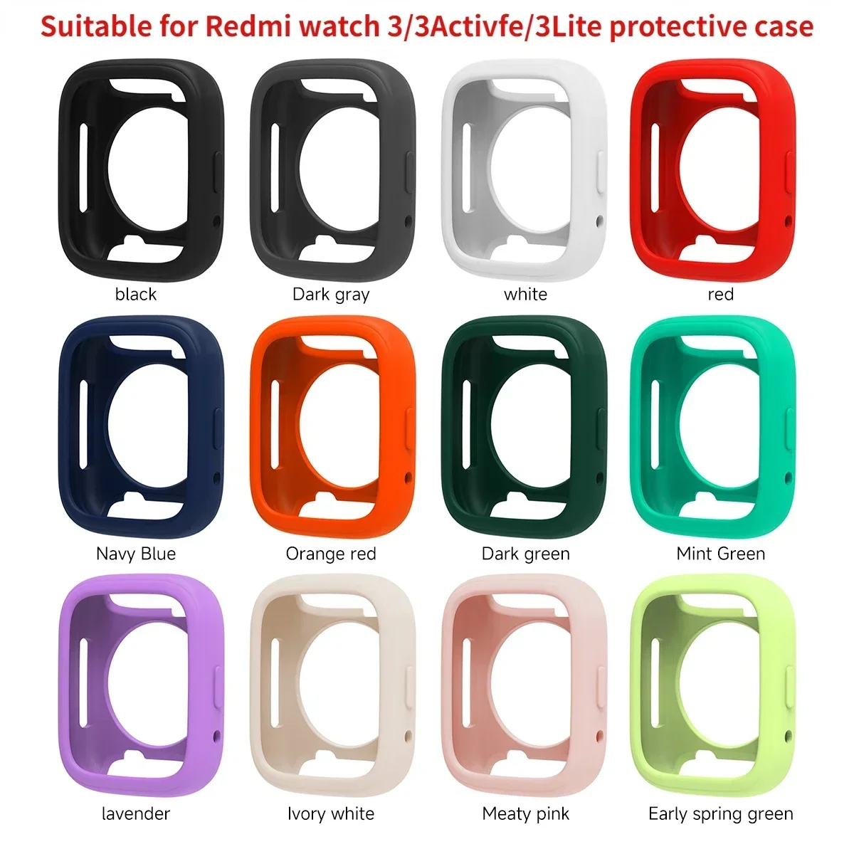 Soft Silicone Case For Redmi Watch 3/3Active/3Lite Rubber Watchband Protective case Bracelet Super Light Watch Accessories