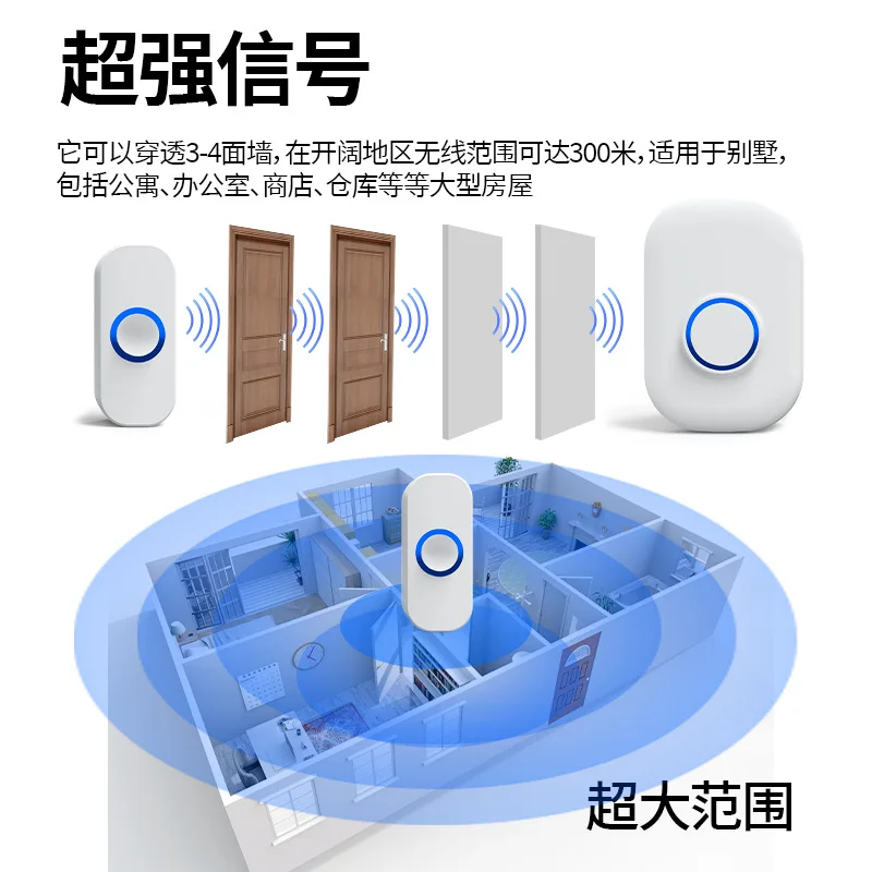 Waterproof Wireless Doorbell Home Welcome Smart Home 1V1  Door bell Remote Smart Bell Chime EU UK US Plug Optional
