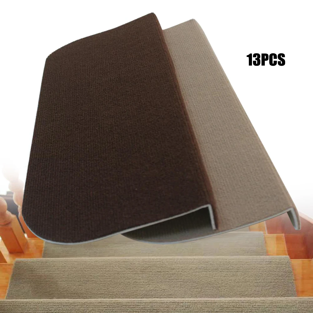 Skid-resistant Stair Treads Runners Step Pads Carpet Mats Rugs Set of 13 Brown/Grey