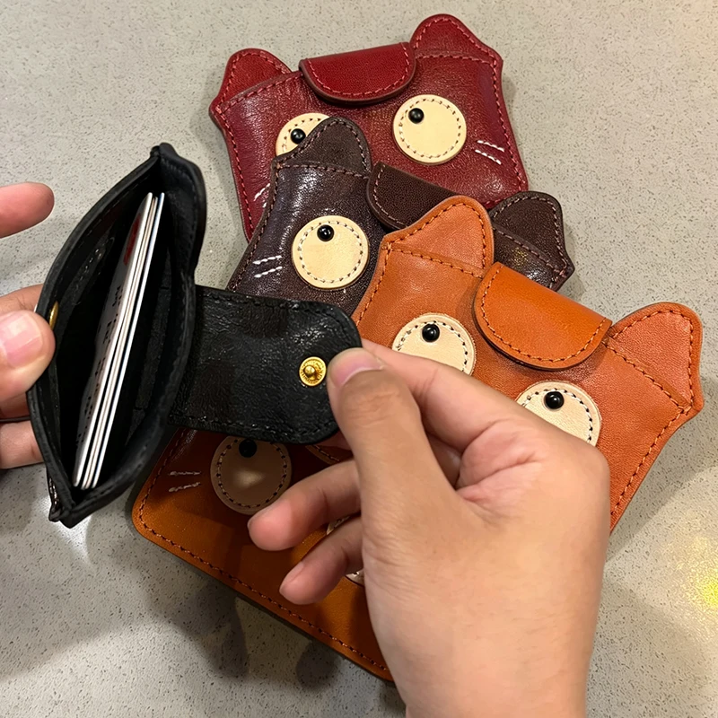 Fashion Lightweight Vintage Cats Print PU Card Wallet with Expandable Capacity Mini Bags for Credit Cards Gifts for Girlfriends