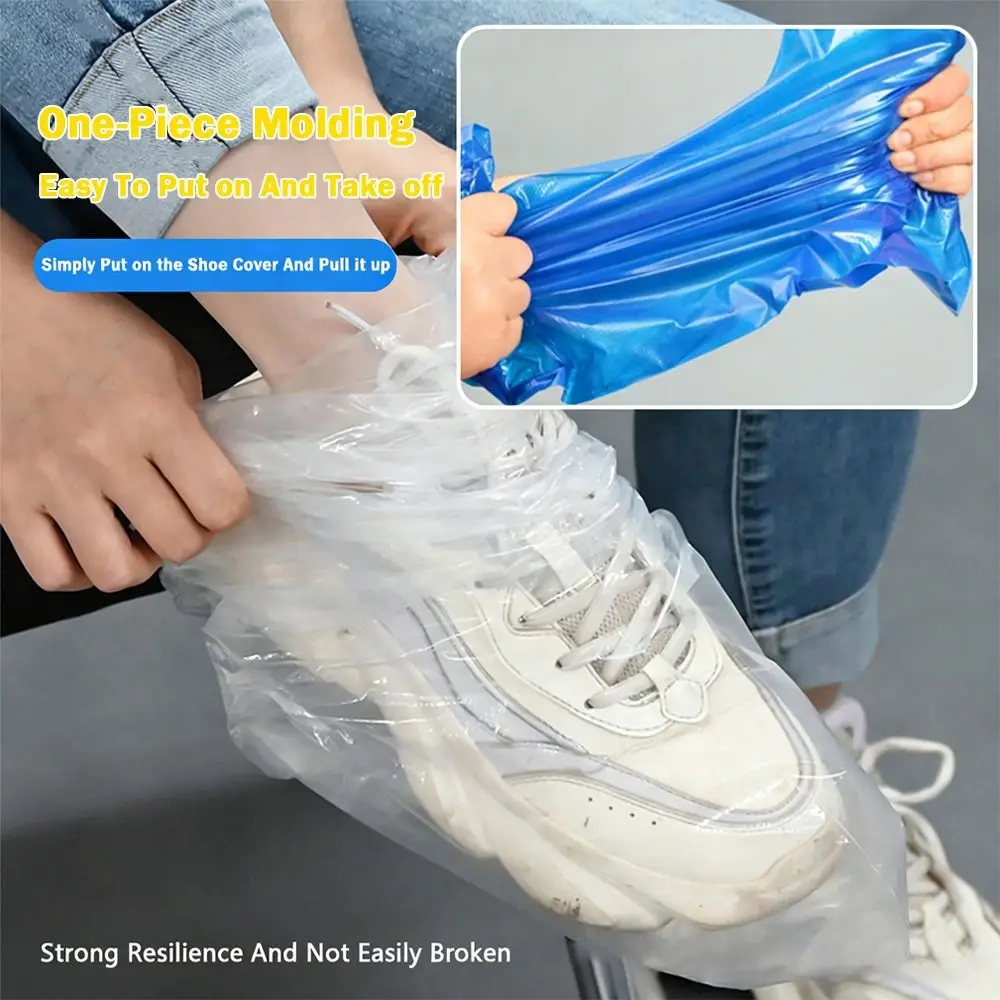 5pairs Transparent Disposable Rain Boot Covers Thickened Non-slip Foot Wrap Rainpants Oil Resistant Waterproof