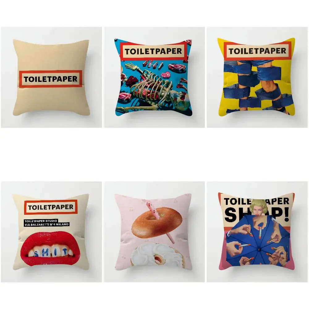 Fashion T-Toiletpaper Double-sided Printed pillow cover Short plush Suitable living rooms bedrooms sofas throw cushion cover