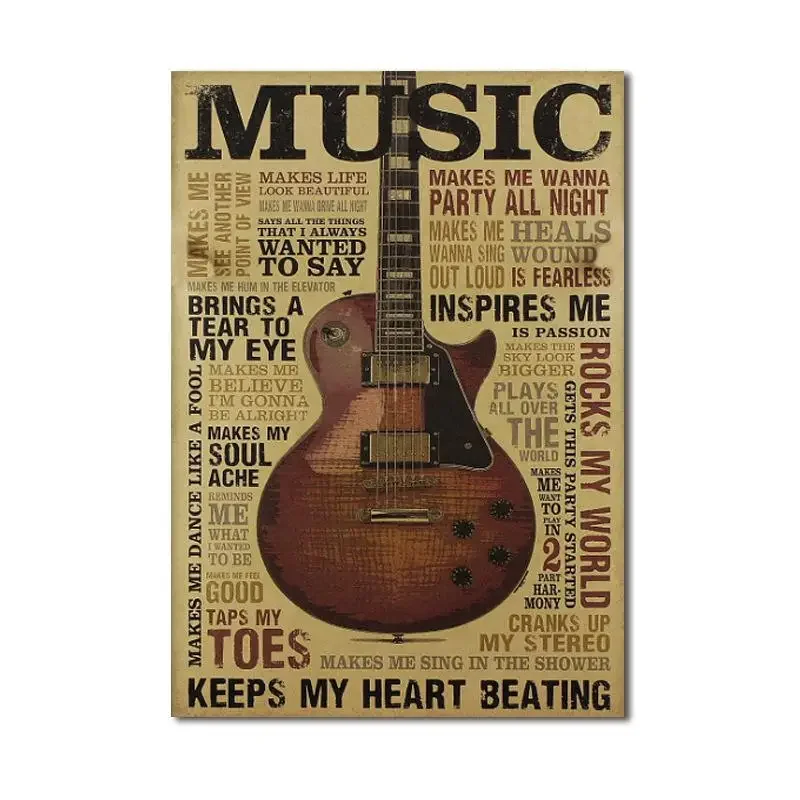 Retro Style Music Guitar Wall Posters Retro Bar Decor Room Decor Wall Decoration