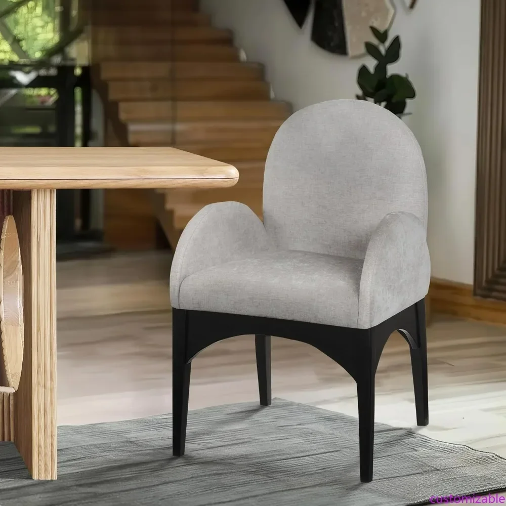 

Кресло для столовой Waldorf Collection в стиле ар-деко, обтянутое светло-серой шенилловой тканью и изготовленное из массива ясеня.