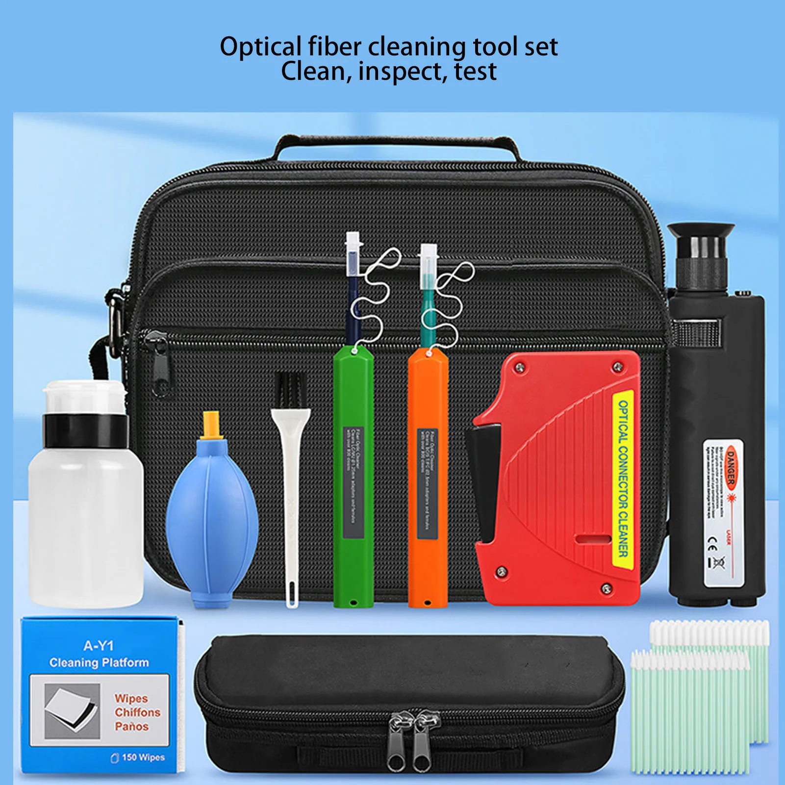 Optic Cleaning Kit Optic Cleaner Kit 13 in 1 Handheld Complete Lightweight Dustprooof with Storage Bag for FC SC ST