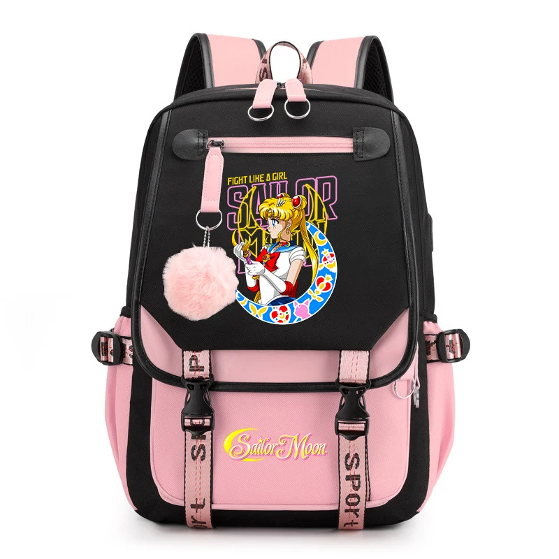 セーラームーン漫画カジュアルバックパックティーンガールズ学生用デイパックブックバッグ学校用