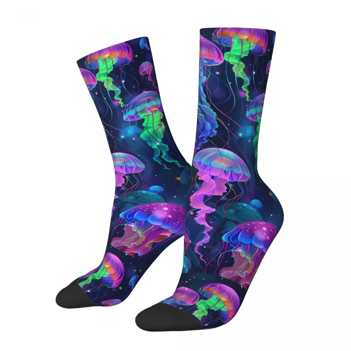 

Funny Crazy Sock for Men Jellyfish Vintage Pattern Printed Crew Sock