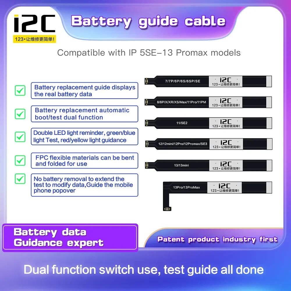 I2C batteria Flex Cable Health Data Guide Booting modifica per IPhone 5SE 6 7 8X11 12 13 Pro Max strumenti di riparazione di manutenzione