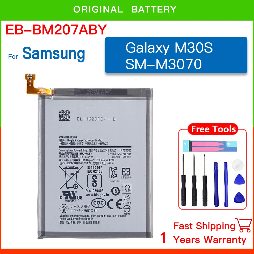 

EB-BM207ABY 6000Mah Li-Ion Polymer Battery For SAMSUNG Galaxy M30s SM-M3070 M3070 M21 M31 M215 Batteria+ Tools