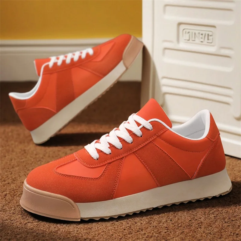 

Осень 202, оранжевые мужские кроссовки на платформе со шнуровкой, повседневная спортивная обувь для мужчин, уличная одежда, универсальная дизайнерская обувь, мужские кроссовки