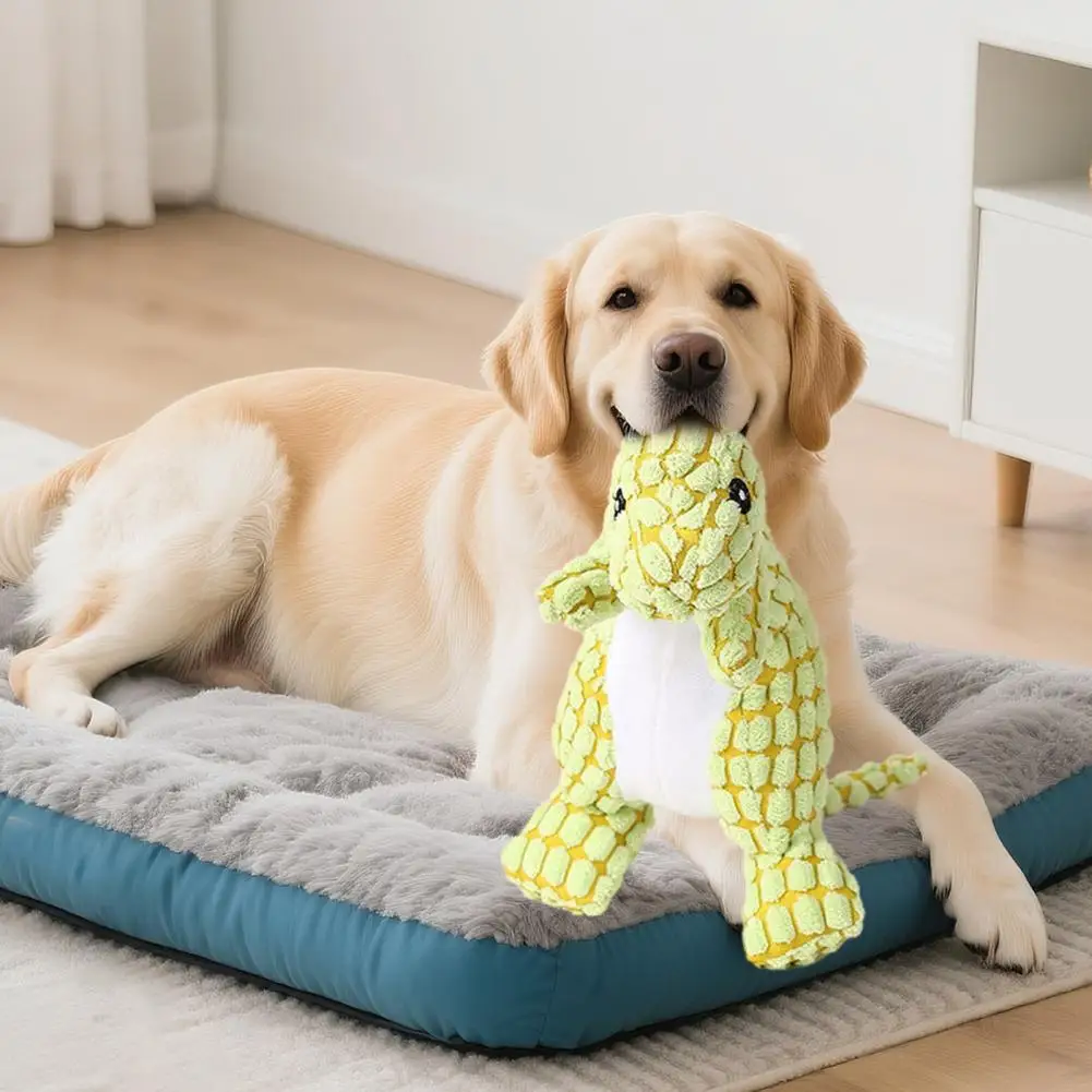 Plush Dinosaur Dog Chew Toy,Squeaky Cartoon Dinosaur,Boredom Reduction,Interactive Dino Plushie Toy Pet Supplies view 6
