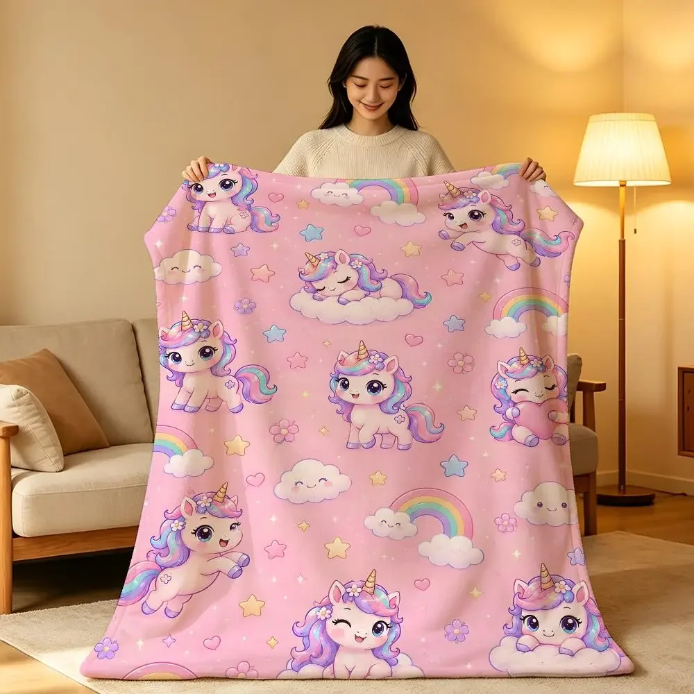 Fantasy U-Unicorn Princess Magical Classic Popular Throw Soft Warm Flannel Blanket Lightweight for Sofa Bed Couch Travel Adults
