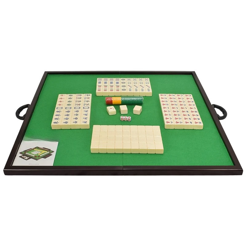 Portable Solid Wood Folding Mahjong Table, Lightweight Household Game Desk for Home and Travel Entertainment
