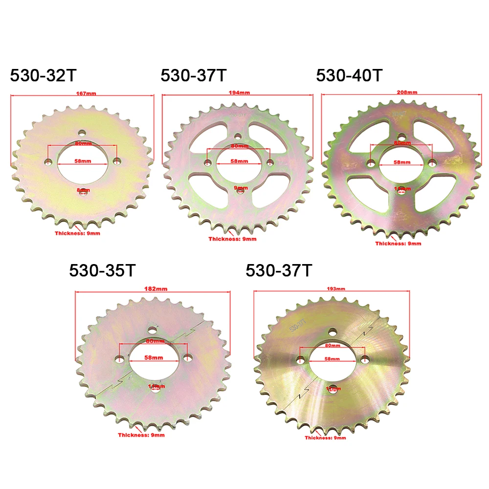 32/35/37/40 Tooth Rear Chain Sprocket ID 58mm For 530 Chain 50 70 90 110 125 250CC Pit Dirt Bike ATV Quad Bike Motorcycle Parts