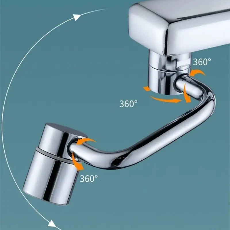 Rotatable Faucet Universal Extender Stainless Steel Universal 1080 °Swivel Robotic Arm Swivel Faucet Extension Sink Extender