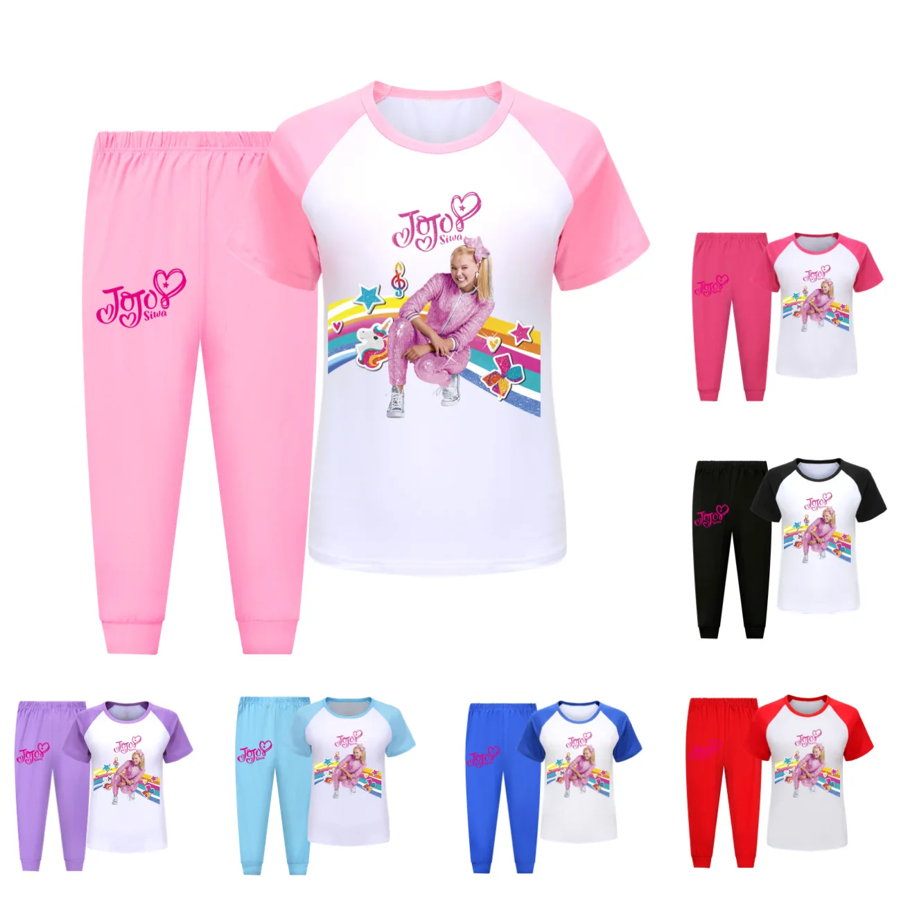 JoJo siwa Kids Pajamas Set Children Sleepwear Cartoon Pattern Pyjamas Pijamas Baby Boys Girls Top Pants Cotton Nightwear Clothes