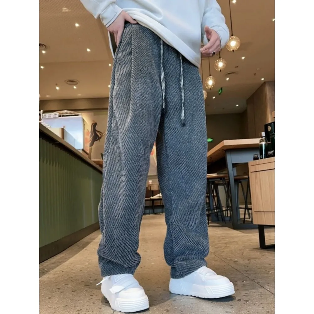 Versatile Straight Slacks Men's Autumn Winter Loose Invisible Open Crotch Outdoor Sex Large Size Wide Leg Pants Mopping Pants