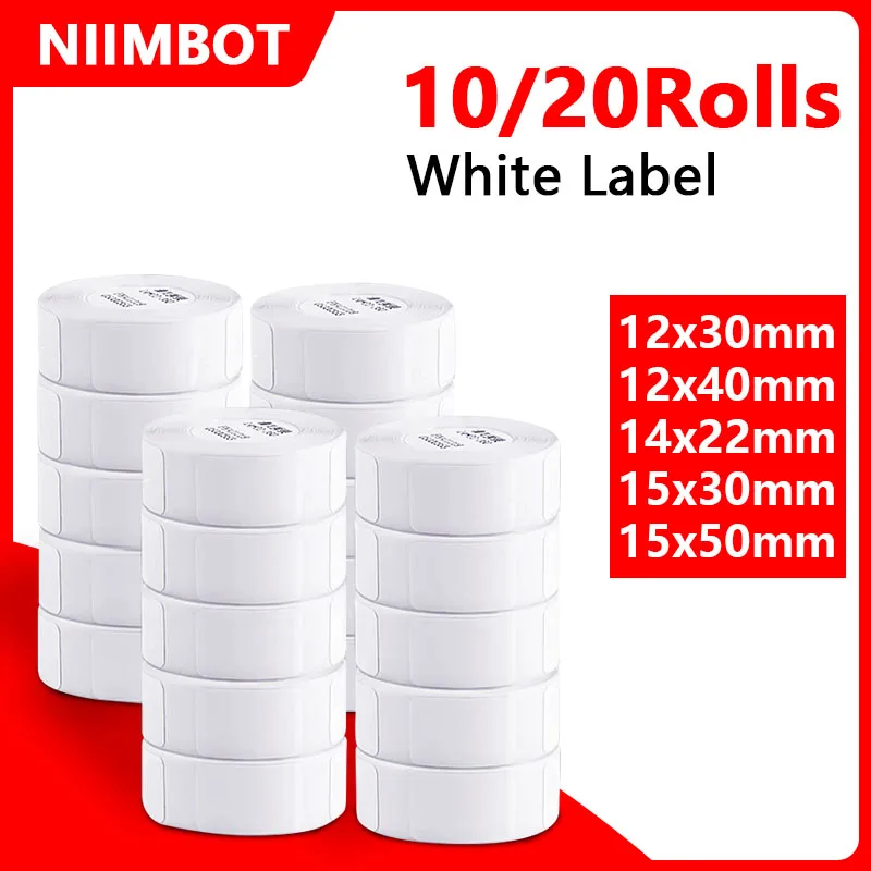 Niimbot D110 D11 D101 Portable Mini Printer Thermal White Label Waterproof Self-Adhesive Paper 20 Rolls For Home Office Tag Make