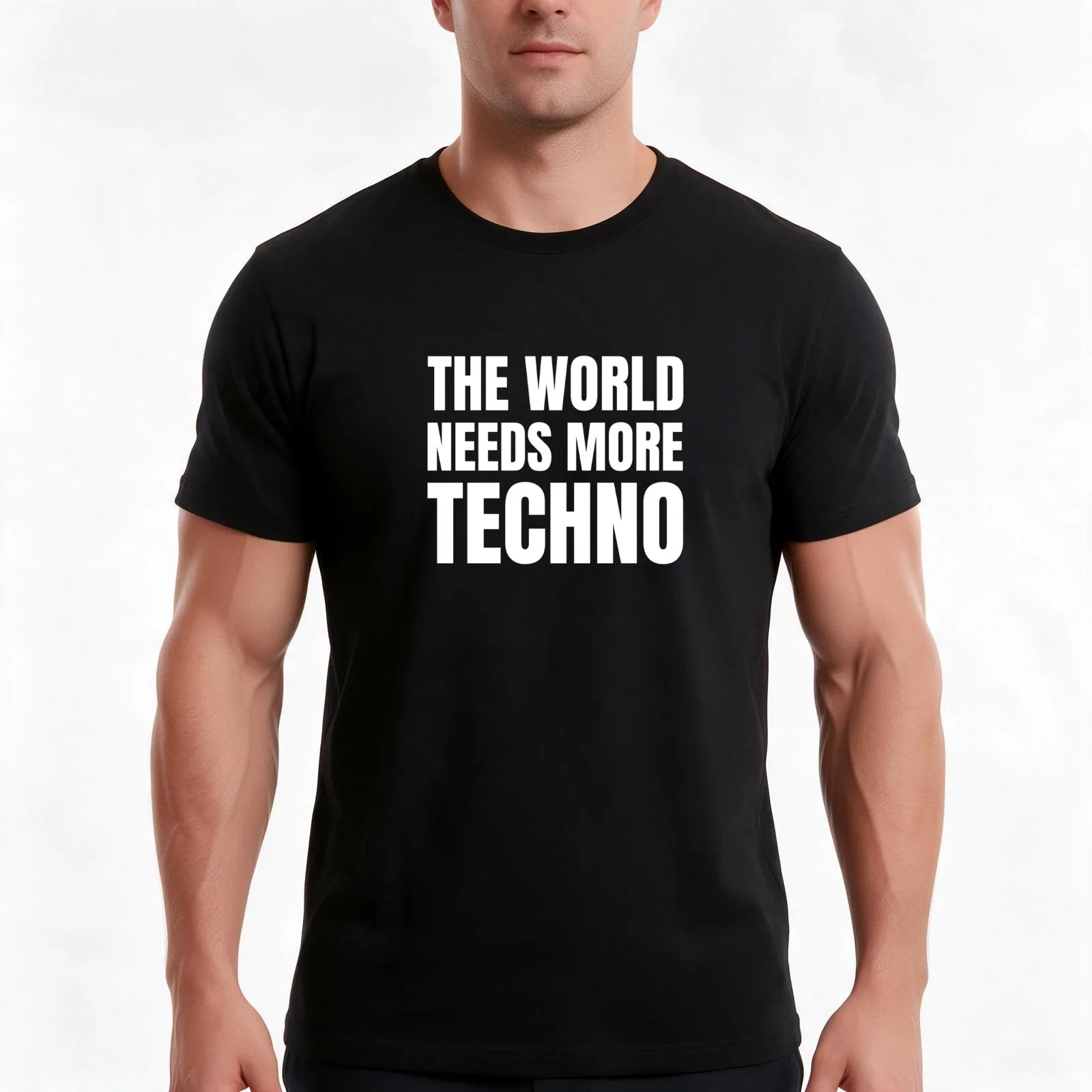 Techno | Rave | The World Needs More Techno T-Shirt Summer Casual Cotton Tee Oversized Streetwear Tops Vintage Graphic Print