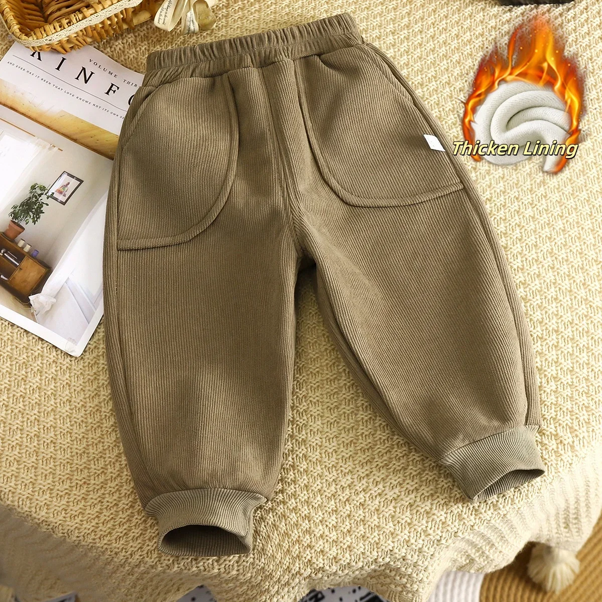2026 neue Winter Frühling Kinder Jogginghose Einfarbig Verdicken Fleece Hosen 1-9 T Jungen Mädchen Lose Freizeit Koreanische kinder Hosen