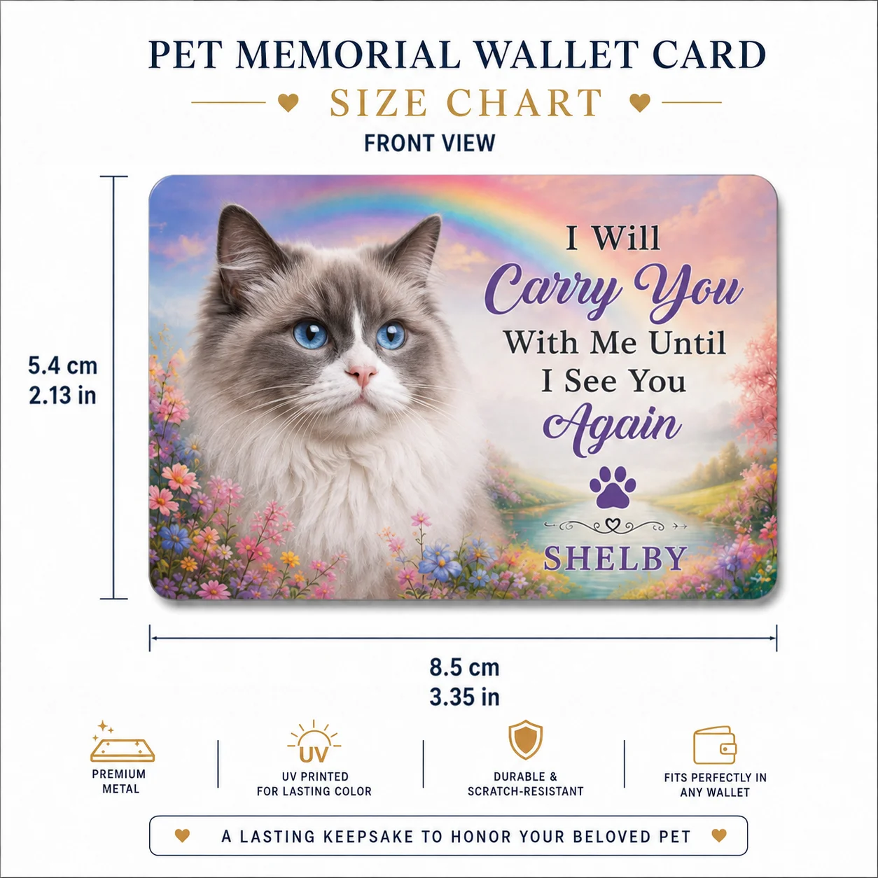 Personalized Pet Memorial Wallet Card – A Customized Keepsake Gift with Photos and Names of Your Beloved Cat