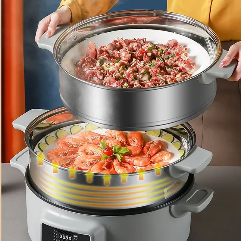 جديد مُبخّر من الفولاذ المقاوم للصدأ المنزلية اضافية كبيرة على البخار وعاء السمك على البخار الكعك باخرة درج ثلاثة طبقة سعة كبيرة 40 سنتيمتر