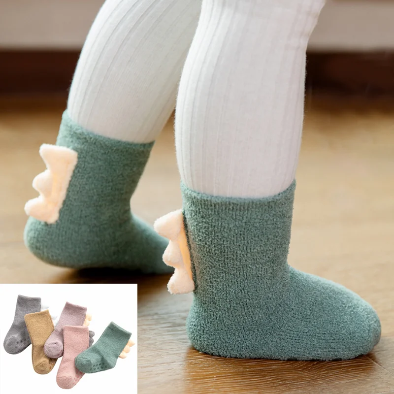 New thick baby socks cartoon coral velvet autumn and winter kids baby foot socks