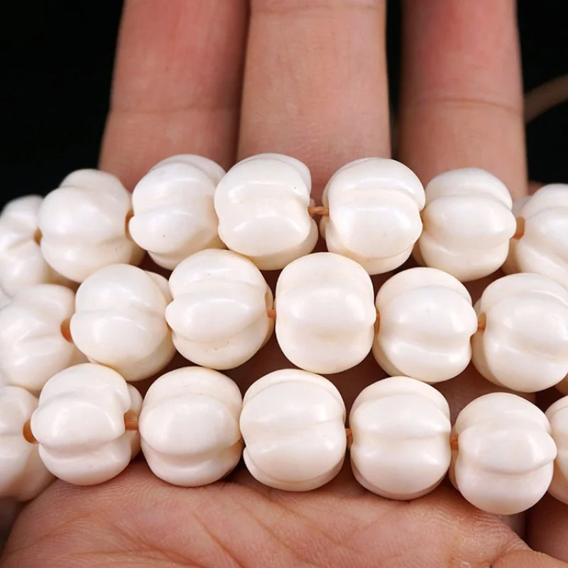 Ox Bone Carved Pumpkin Beads 108 Beads Handmade Diy Accessories Bracelet