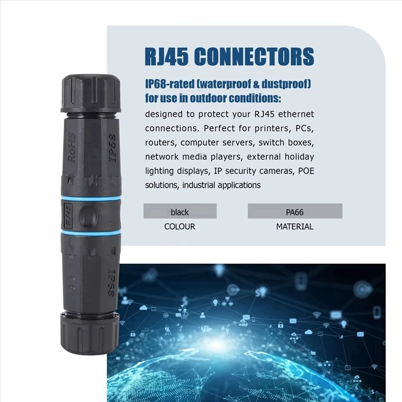 Conector de cable de red impermeable industrial Conector RJ45 Conector de cable Cat6a blindado a prueba de agua IP68 (STP)