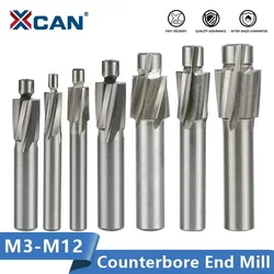 XCAN เครื่องกัด hss counterbore end Mill M3-M12นำร่องเครื่องมือ Slotting Countersink ดอกกัด CNC เราเตอร์บิตเครื่องมือบด