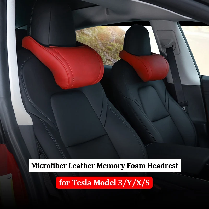 

For Tesla Model 3 X Y S Seat Headrest Pillow Microfiber Head Rest Pillow Neck Support Protector Cushion Memory Foam Accessories