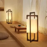 Nordic retro floor lamp E27 LED Wabi Sabi wood cloth floor lamp bedroom living room tea room home decoration lighting fixture