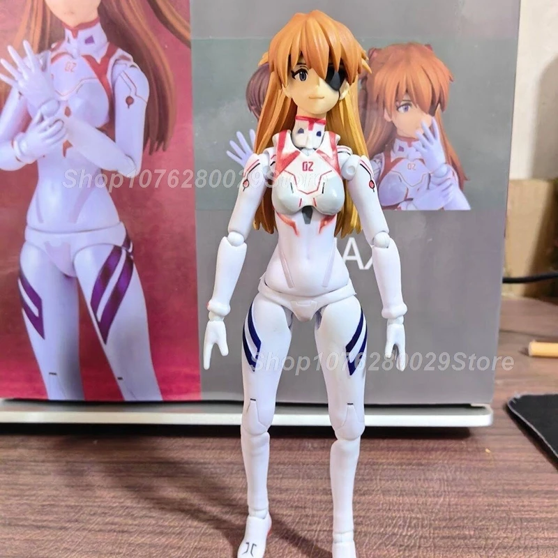 Revoltech Yamaguchi EVA Soryu Asuka Anime Figuur 16 cm Kaiyodo Asuka Figuur Kawaii Action Figure Twin Sexy Krullend Harige Meisje pop