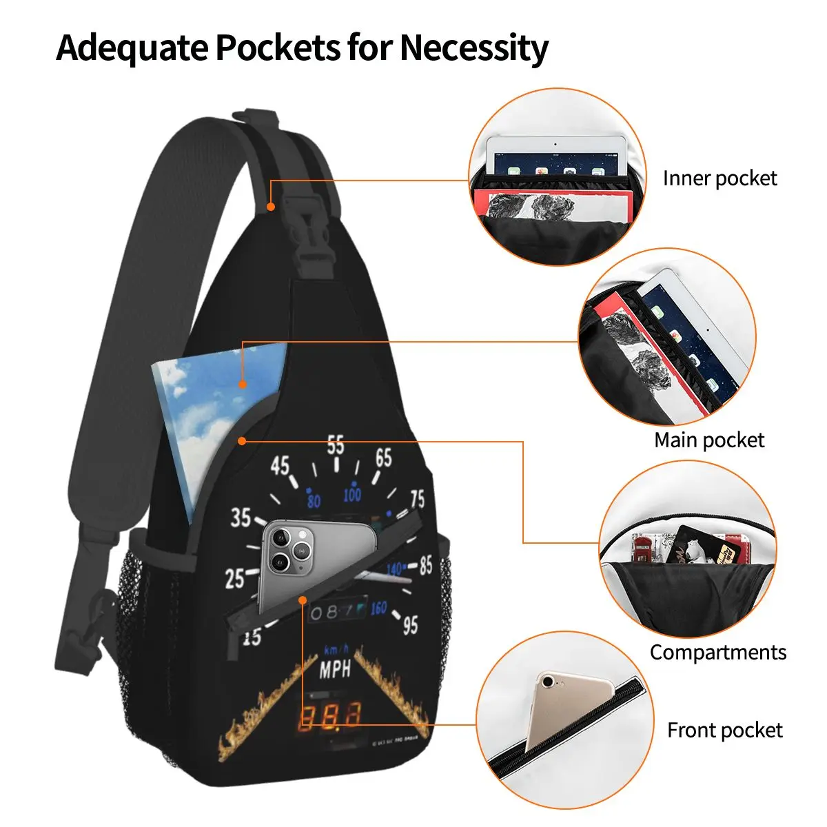 De volta para o futuro Crossbody Sling Bags Moda Peito Bag Time Travel Movie Shoulder Backpack Daypack para caminhadas Viagem Biking