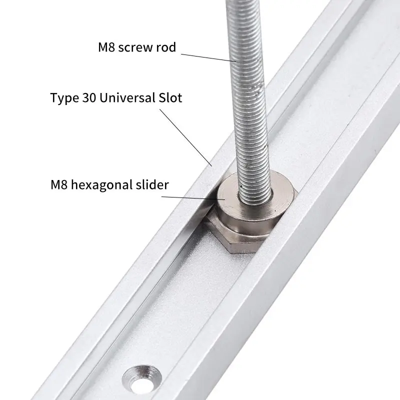 Hexagonal Slider M6 M8 Type 30 Universal T-tracks Sliders Woodworking Aluminium T-slot Pressboard Desktop Workbench Accessories