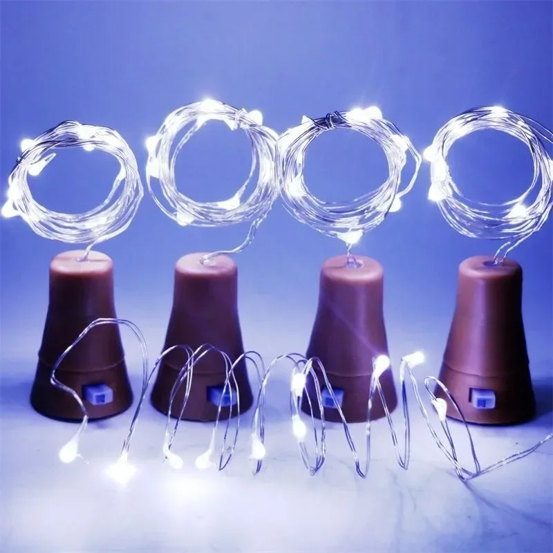 Cortiça Shaped LED String Lights com bateria, Luz Garrafa De Vinho, Lâmpada De Fio De Cobre, Aniversário, Festa De Casamento, Decoração Do Clube, LED 5x20