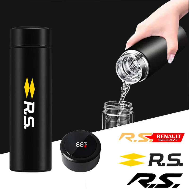 

Car Thermoses Water Bottle Portable Travel Mug with Smart LCD for Renault RS Line SPORT Clio Megane Scenic Laguna Koleos Sandero