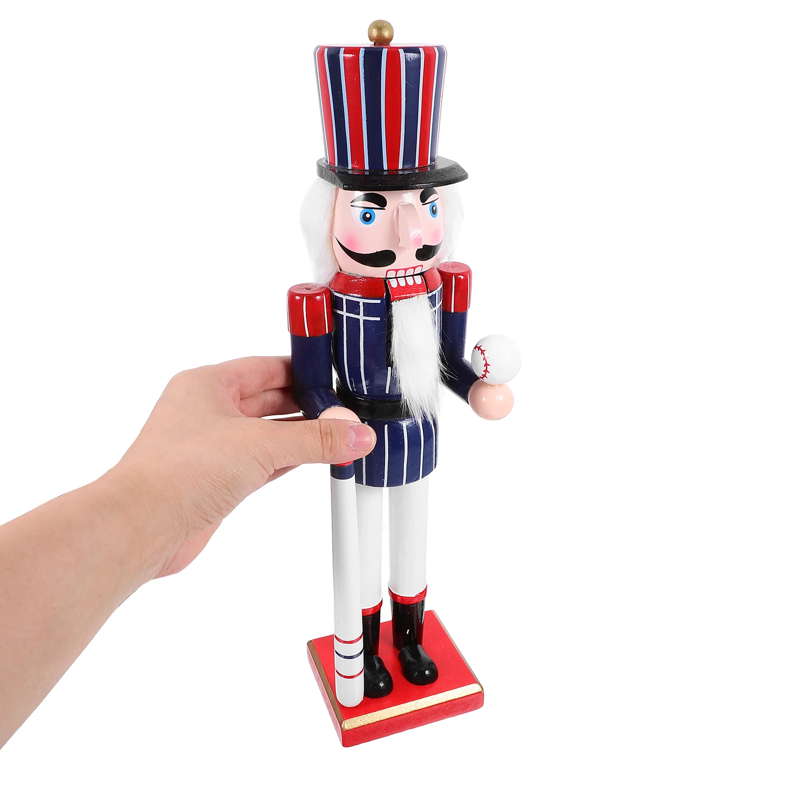 

Handcrafted Wooden Nutcracker Soldier Baseball Design Traditional Style Decoration for Home Desk Office Holiday Party Decoration