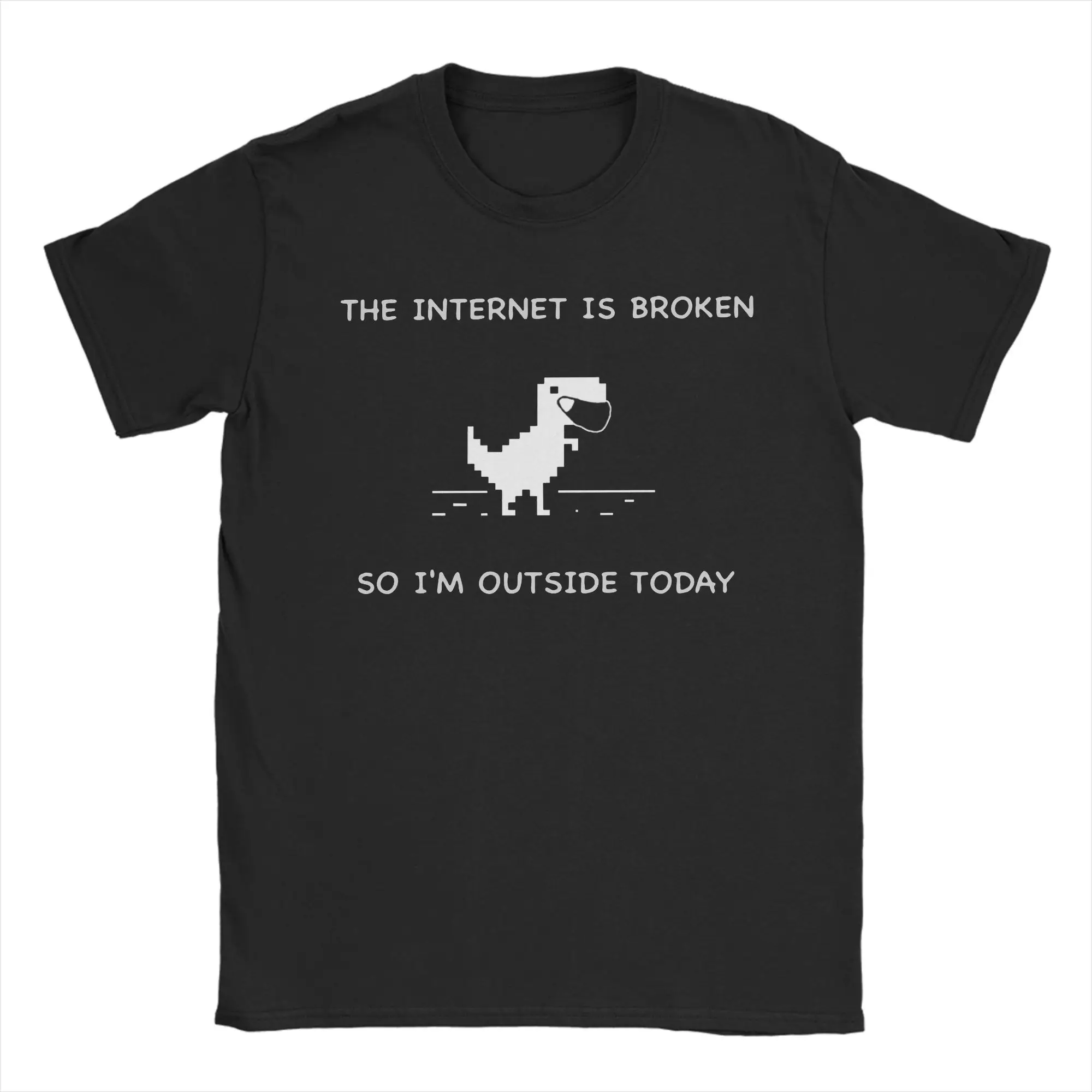 Men Women's The Internet is Broken T Shirt Programmer Dinosaur Cotton Tops Vintage Crew Neck Tee Shirt Unique T-Shirt