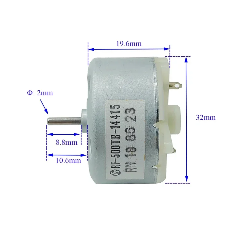 RF-500TB-14415 Micro 500 Motor Dc 5V 6V 9V 12V Mini 32Mm Diameter Ronde Spindel Motor Voor Cd-Speler Sproeier Robot Luchtbevochtiger