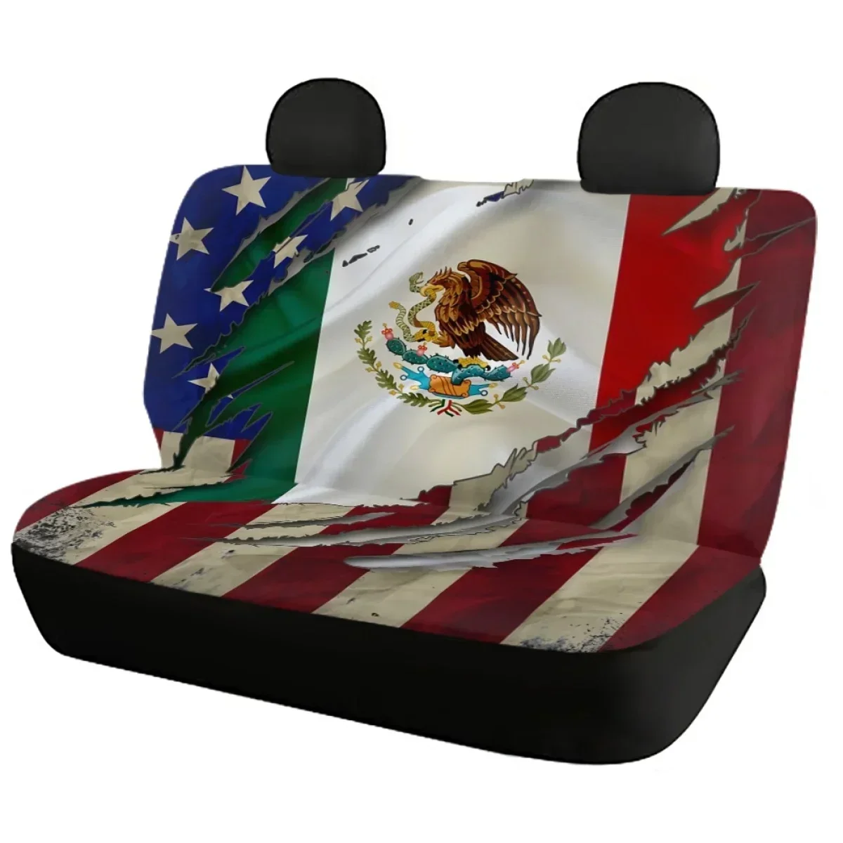 Mexico Emblem Pattern Auto Front Back Seat Cover Set Brand Design Easy Installation Washable Interior Accessories Custom Image